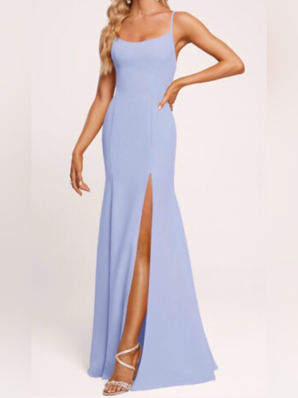 Spaghetti Strap Lavender Evening Gown with Leg Slit. Worn once